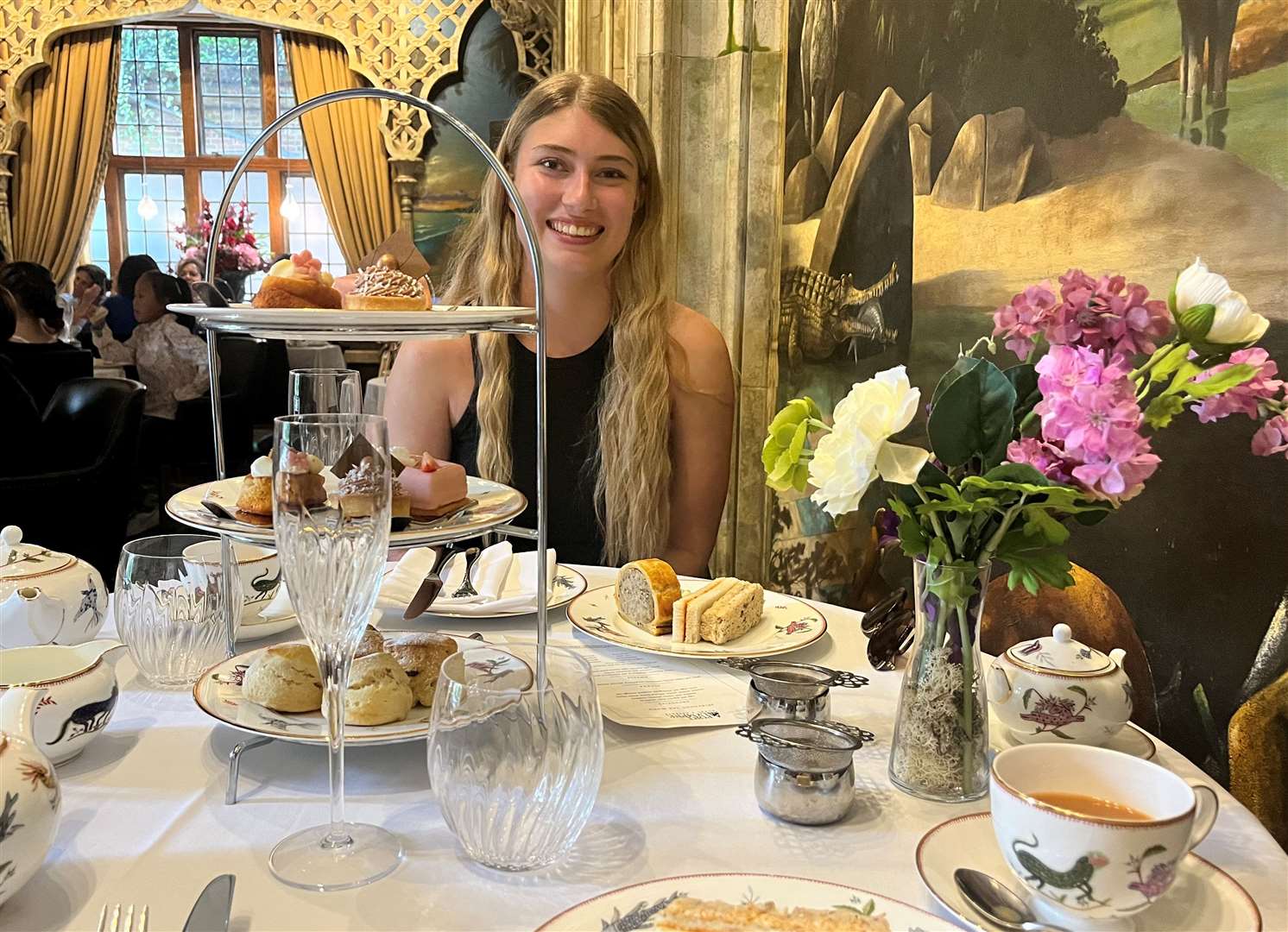 Reporter Chantal Weller enjoying afternoon tea at Port Lymone