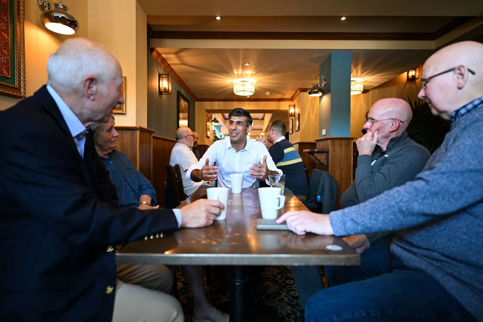 Prime Minister Rishi Sunak in his constituency in Northallerton, North Yorkshire, meets veterans (Oli Scarff/PA)