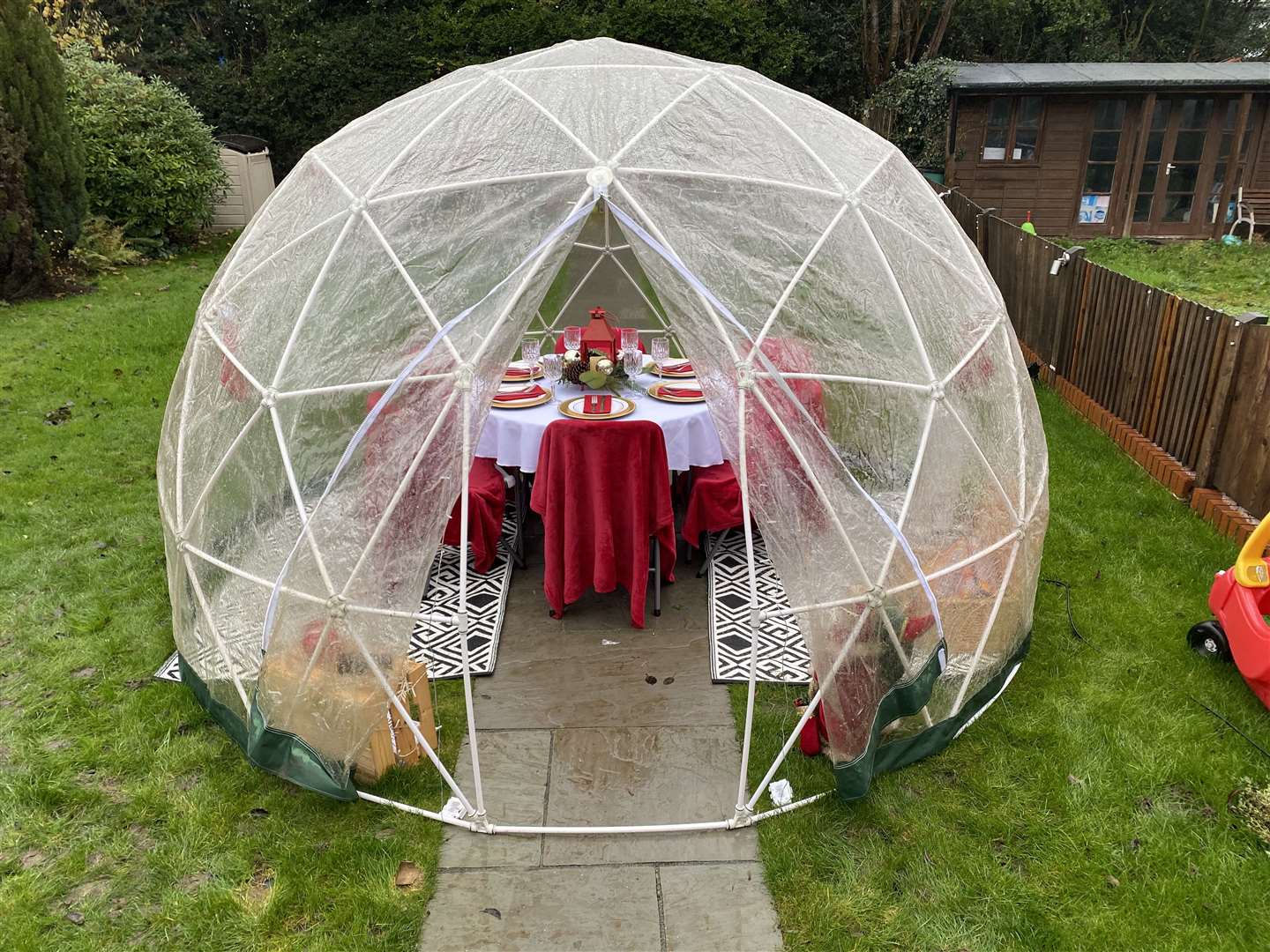 An outdoor dining igloo is one of the many party options Charlotte and her team offer. Picture: Charlotte Maude