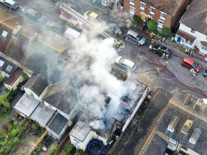 Seven fire engines were called to St Mary's Road in Faversham after a blaze. Picture: UKNIP