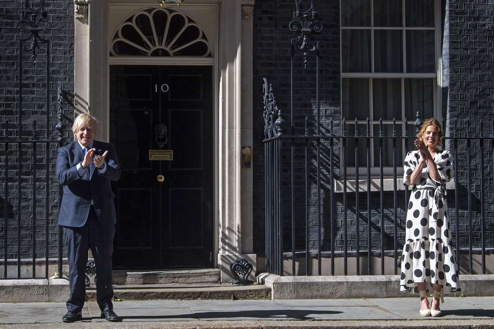 Boris Johnson and Annemarie Plas outside 10 Downing Street (Victoria Jones/PA)