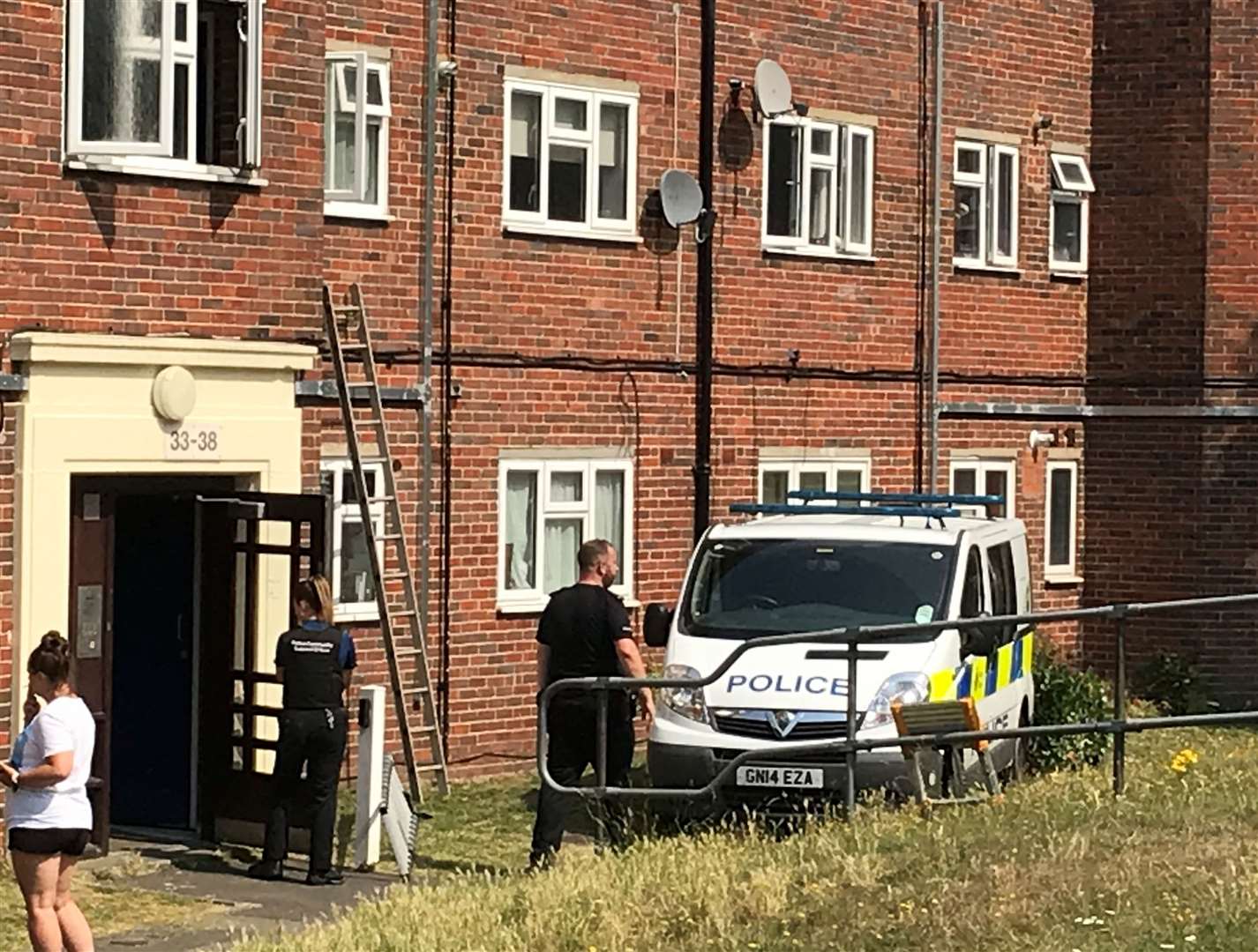 Police at the scene of Naomi North's home in Cambria Avenue