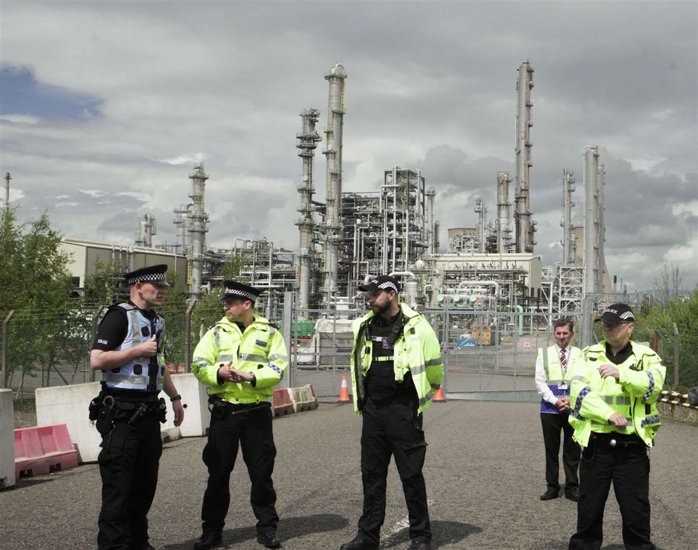 Police were outside the refinery on Saturday (Climate Camp Scotland/PA)