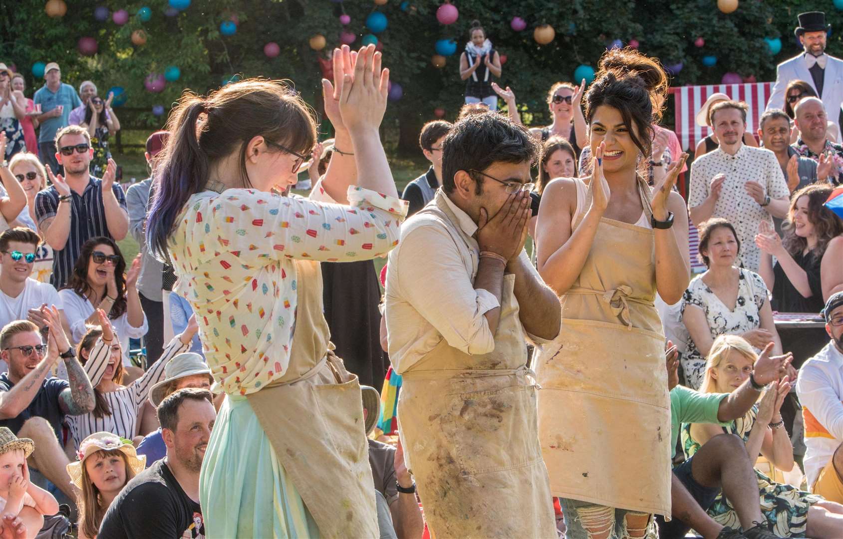 Ruby and Kim-Joy celebrate as Rahul is named the winner of the Great British Bake Off Picture: Channel 4