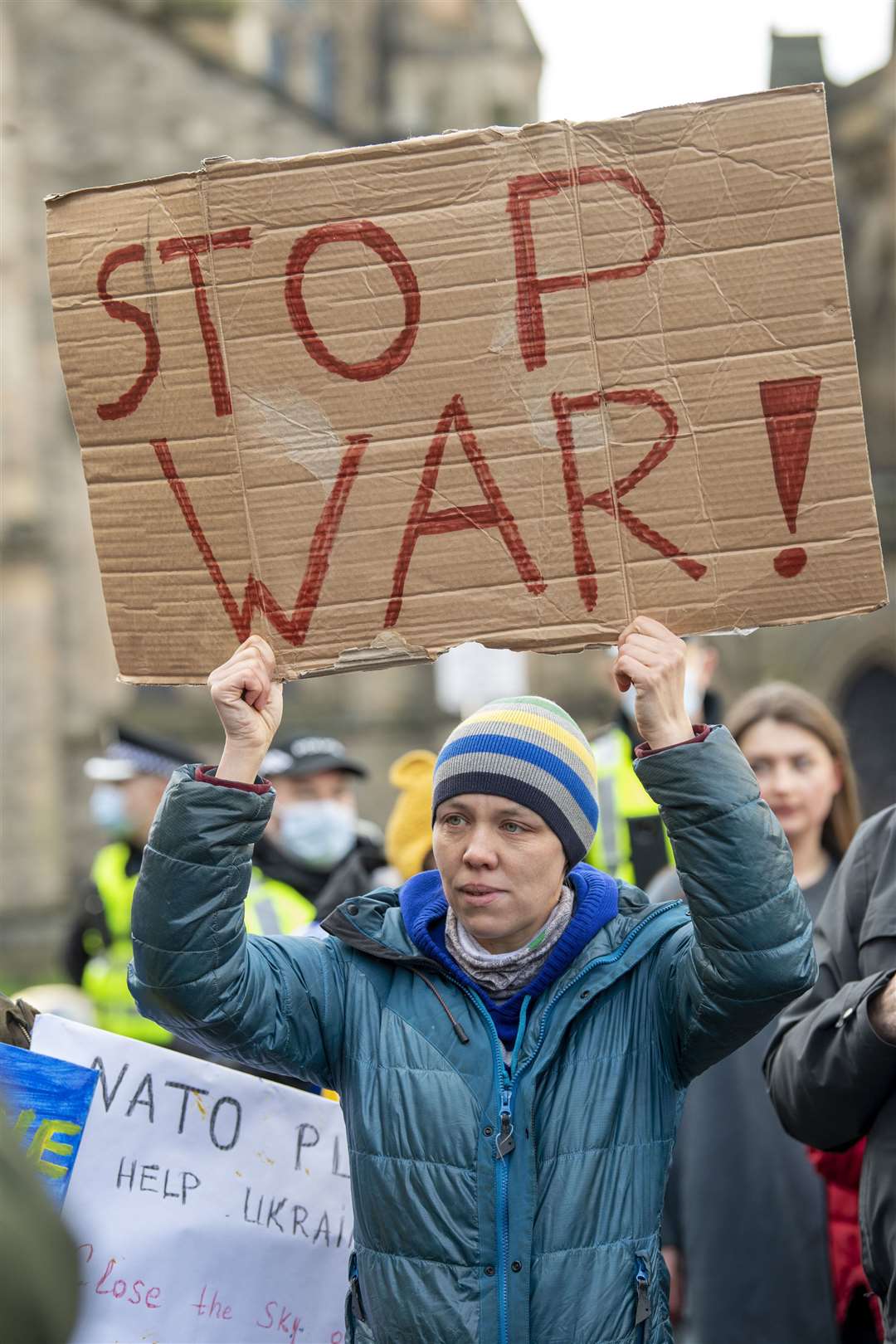 People take part in a demonstration outside the Russian Consulate General in Edinburgh (Lesley Martin/PA)