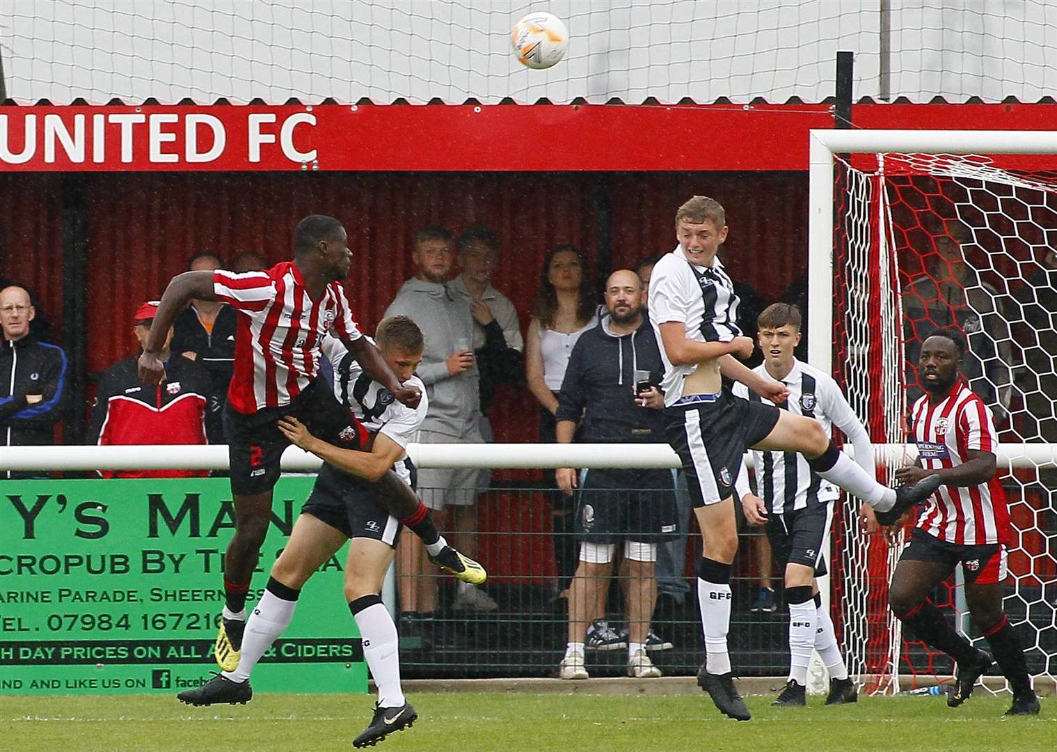 Sheppey United attack the Gillingham goal at Holm Park.Picture: Sean Aidan