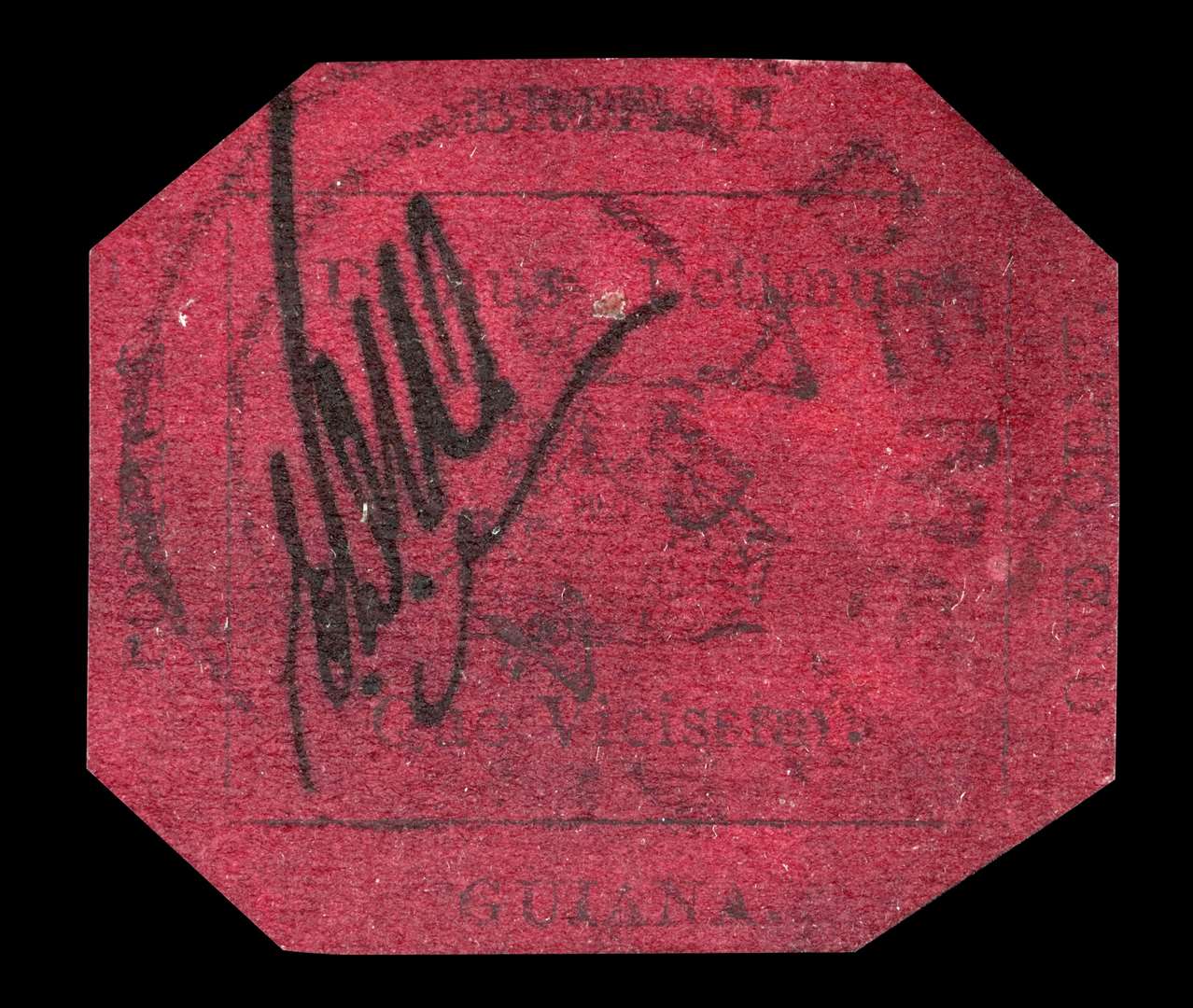 The world’s rarest stamp, the British Guiana 1c Magenta (1856) (Sotheby’s/PA)