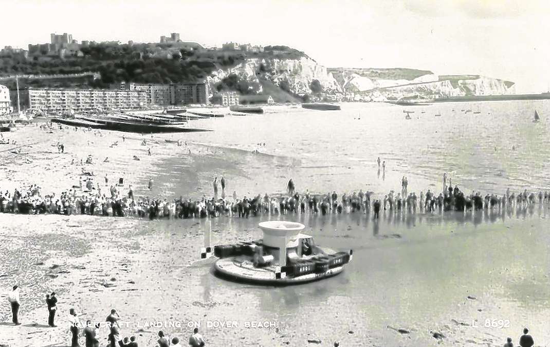 Turning the clock back 45 years to when a hovercraft landed on Dover beach for the first time.