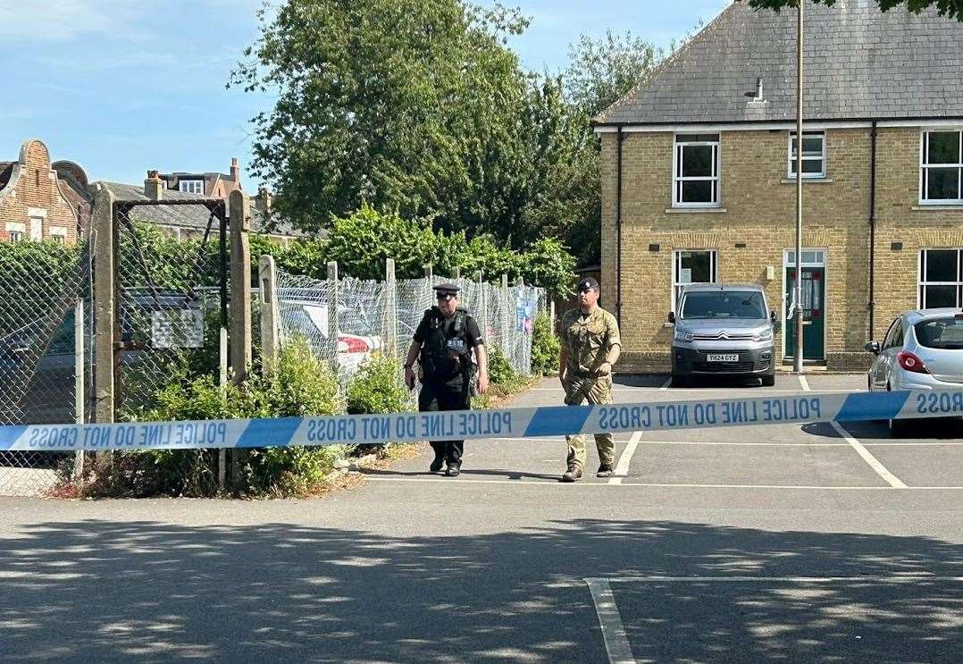 Military personnel were seen near the police cordon at St John's