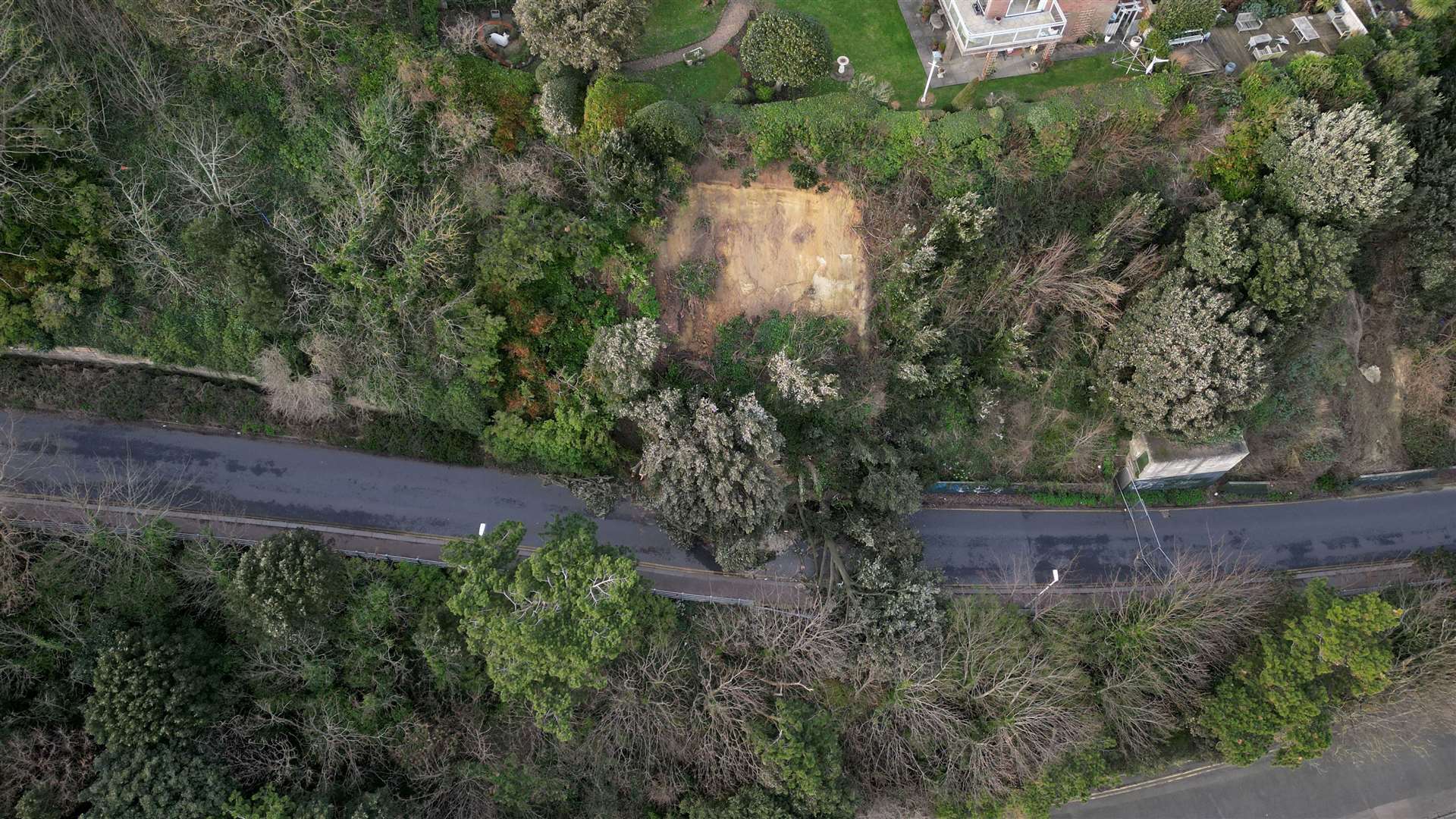 The cliff fall/landslide damage to the Road of Remembrance in Folkestone.Picture: Barry Goodwin