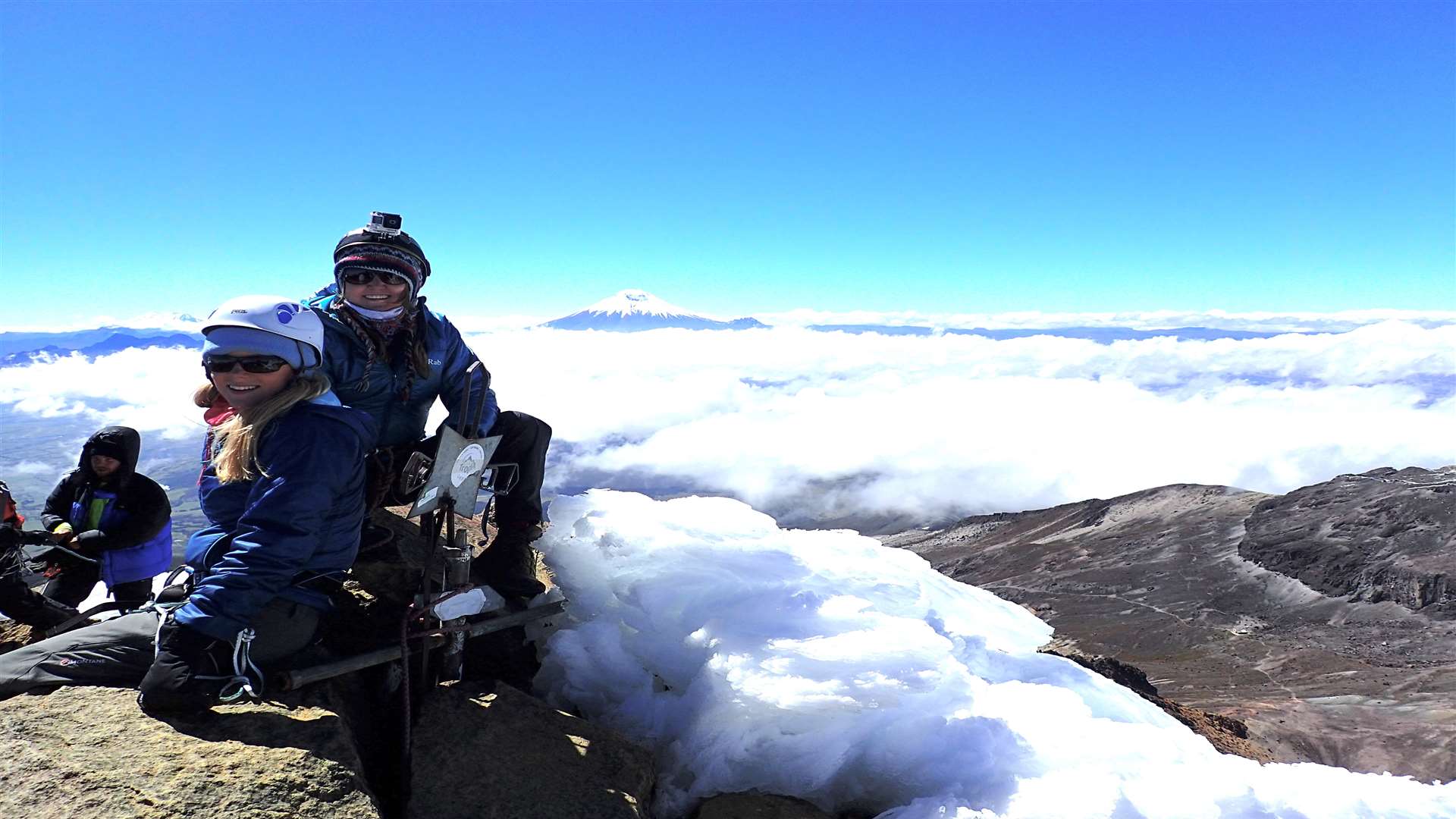 Amanda and a fellow transplant patient during their volcano climb in Ecuador