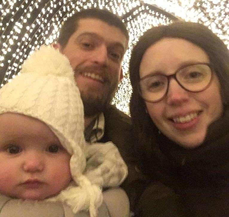 Adam and Sarah Wright with their baby girl Everleigh. Picture: Adam Wright