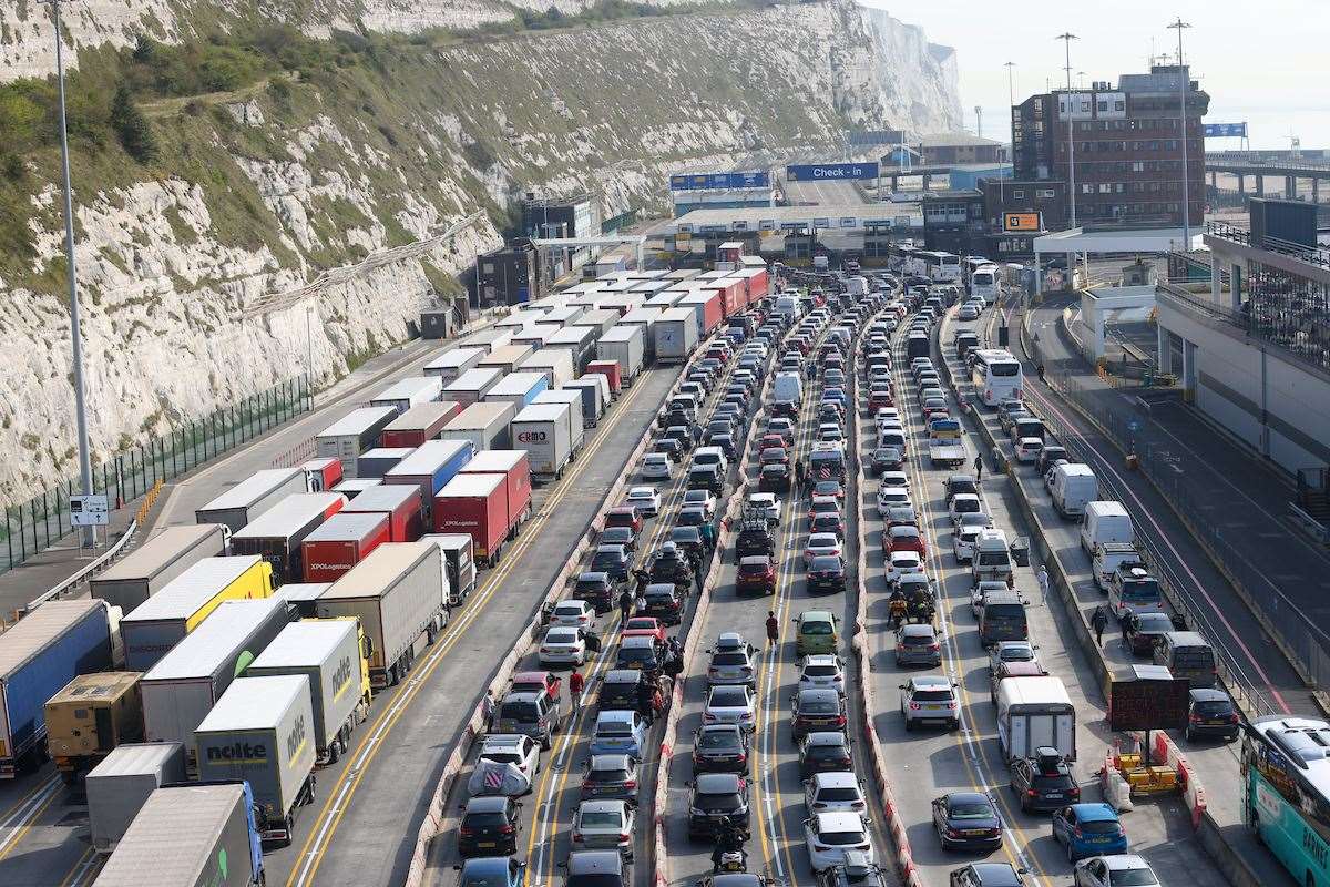 Traffic mounts at the Port of Dover Port on Good Friday. Picture: UKNIP