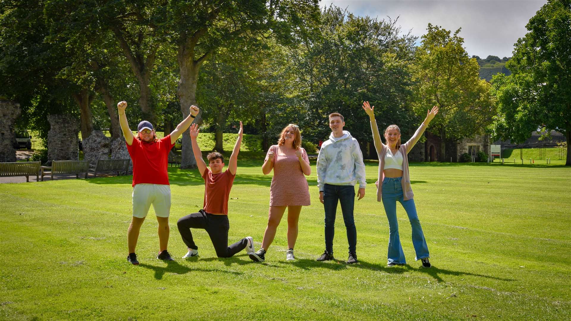 Sixth formers celebrate their A level results. Picture: Dover College