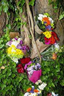 Flowers laid at the site of Alex Chappell's death