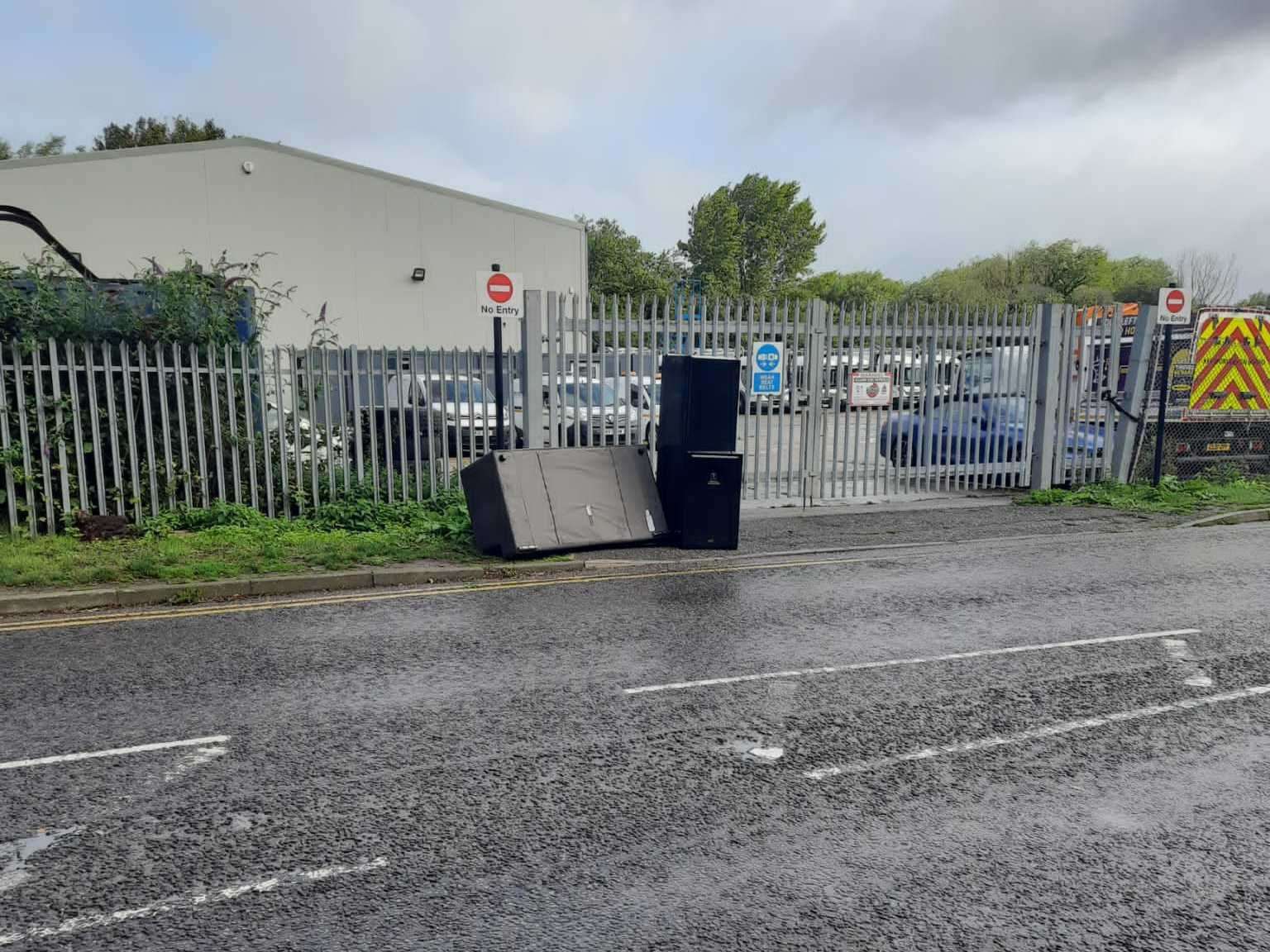 Rubbish dumped outside the Canenco depot in Wincheap as bin strikes continue across the Canterbury district. Picture: GMB