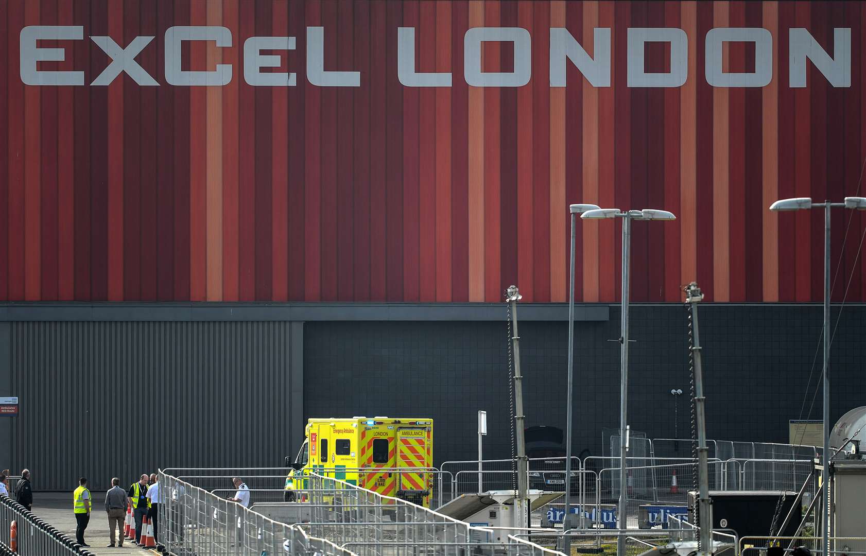 An ambulance arrives at London’s NHS Nightingale (Kirsty O’Connor/PA)