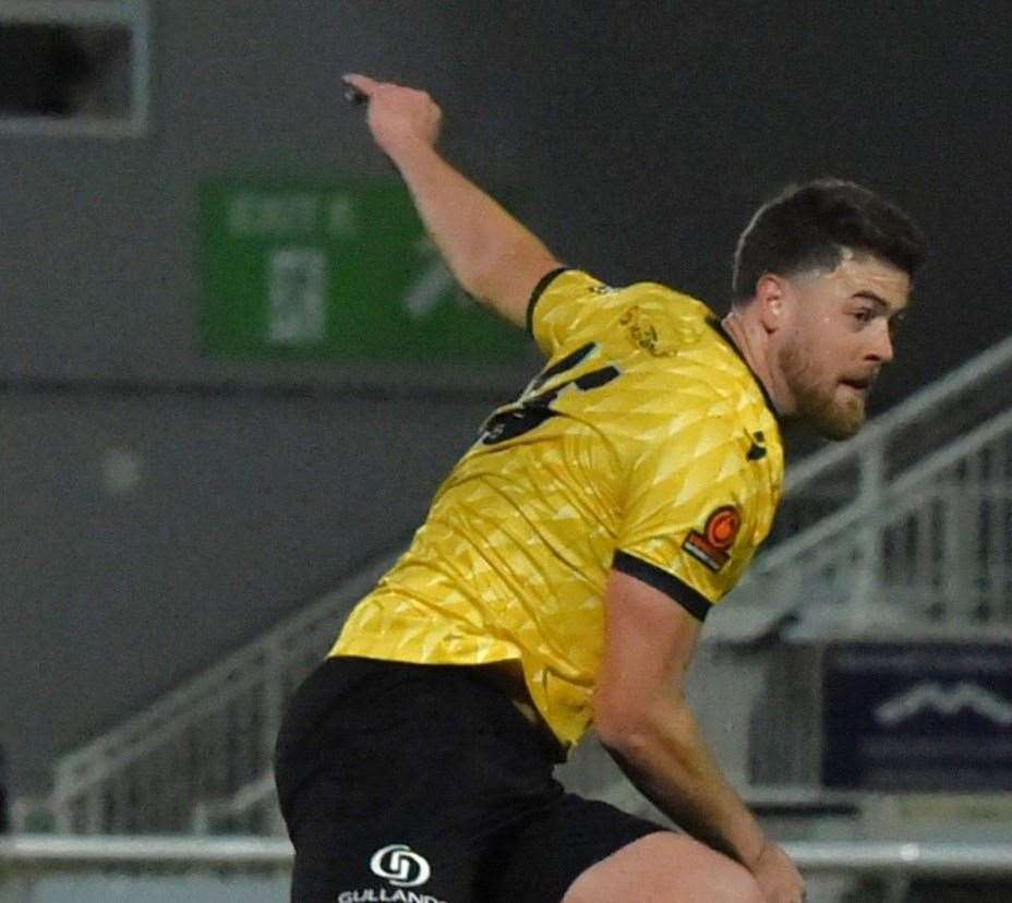 Midfielder Sam Bone shoots for Maidstone during their 2-0 win over Weymouth on Tuesday. Picture: Steve Terrell