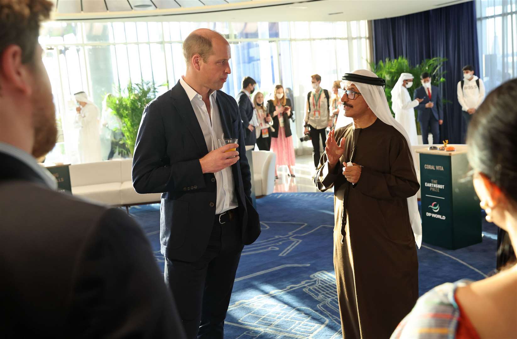 The Duke of Cambridge speaks to Sultan Ahmed bin Sulayem, group chairman and CEO of DP World, during the Earthshot Prize Innovation Showcase at Expo2020 in Dubai (Chris Jackson/PA)