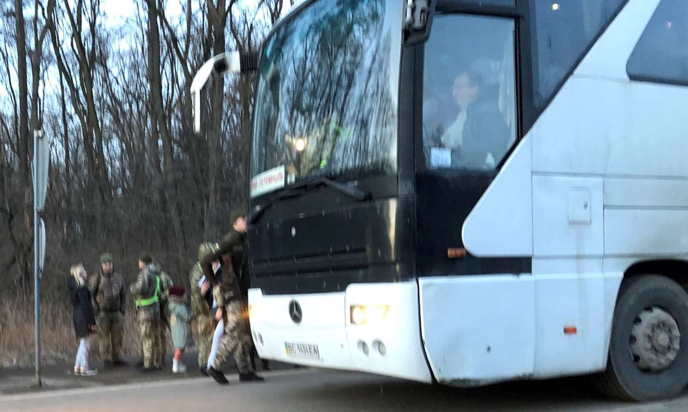 Manny Marotta described seeing Ukrainian soldiers yanking men aged 18 to 60 off buses heading for the border, conscripting them ‘on the spot’ to go east and fight Russian troops (Manny Marotta/PA)