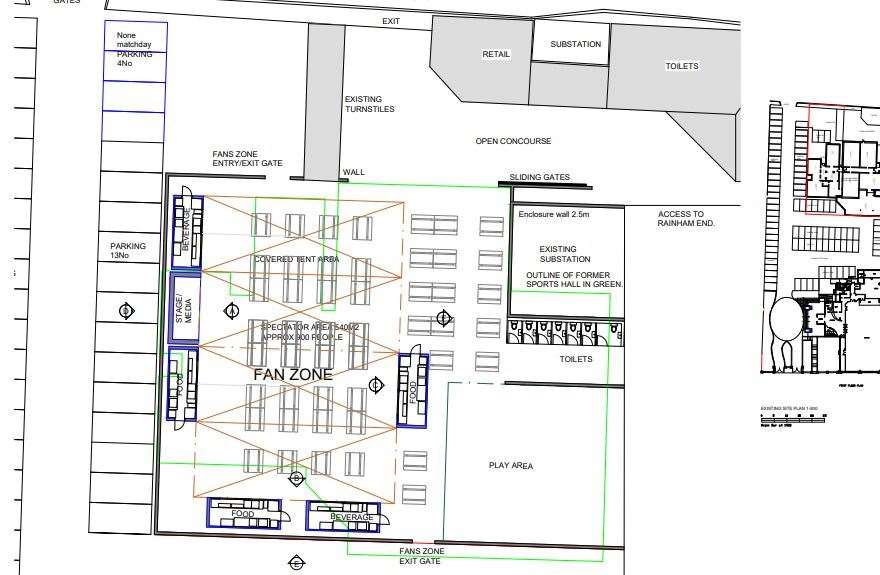 Plans for a fan zone at Priestfield Stadium Picture: Mark Carter Associates / GFC