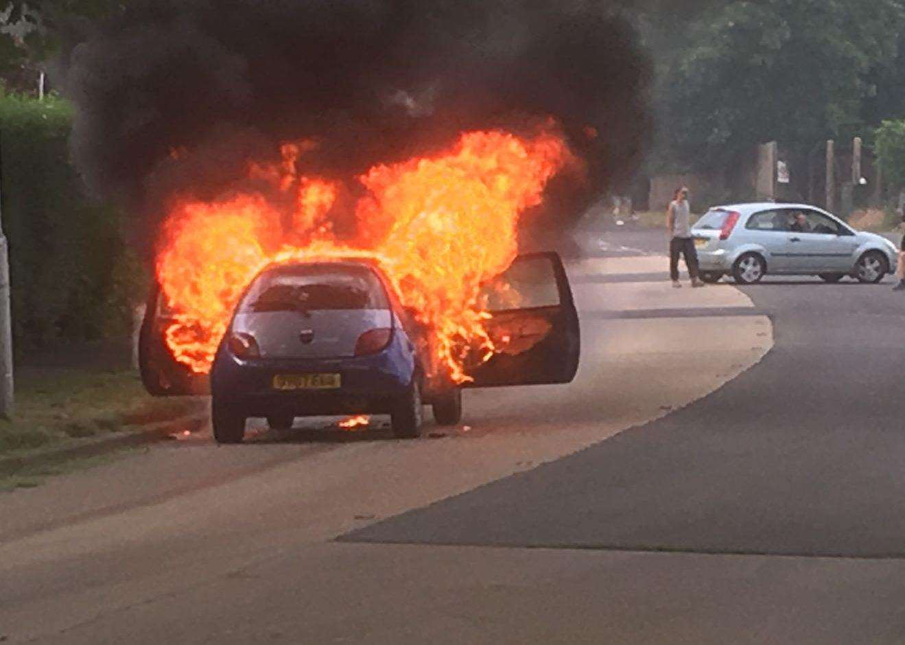 The car in flames