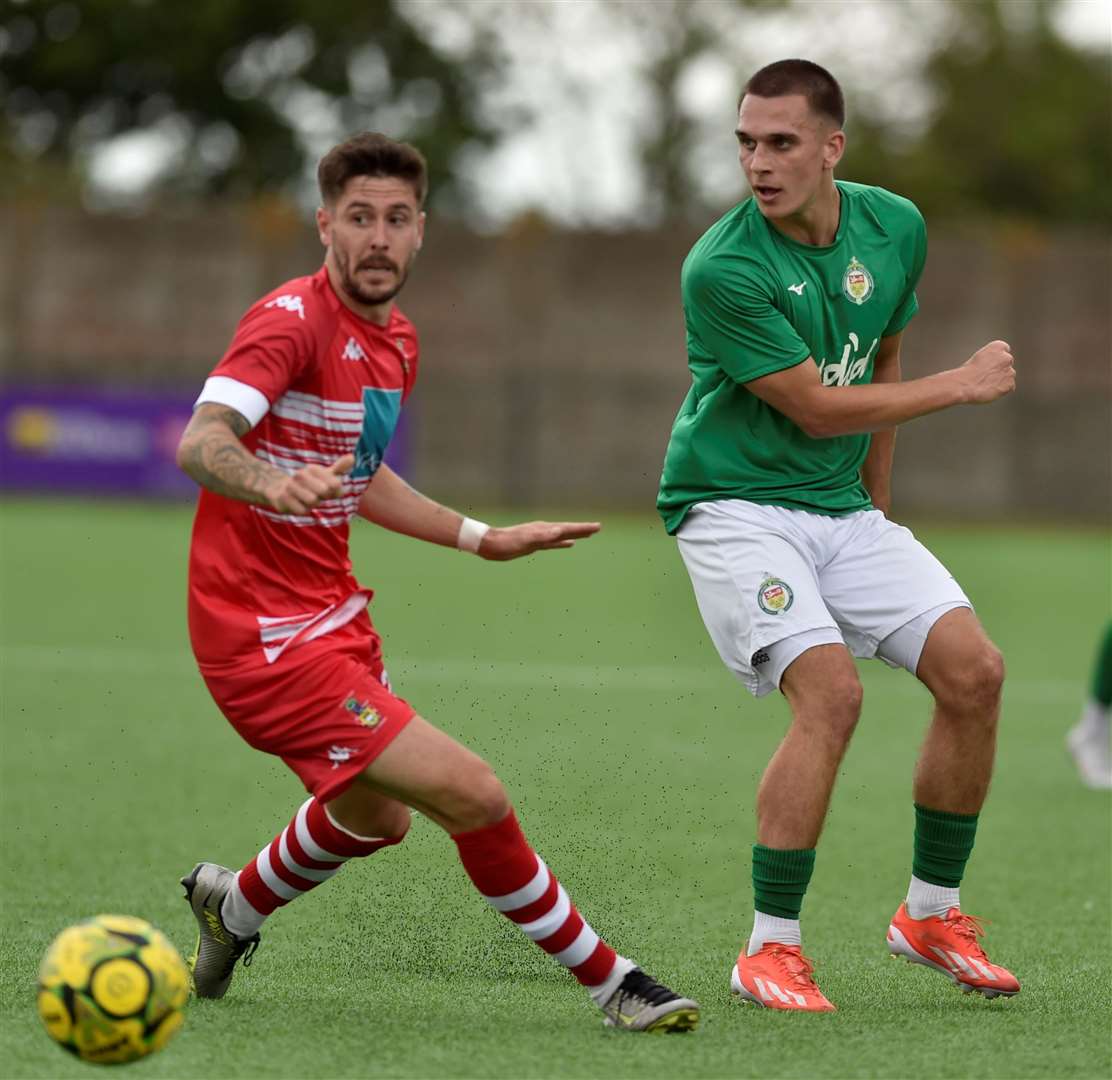 Noah Carney impressed playing out of position at wing-back for Ashford. Picture: Ian Scammell.