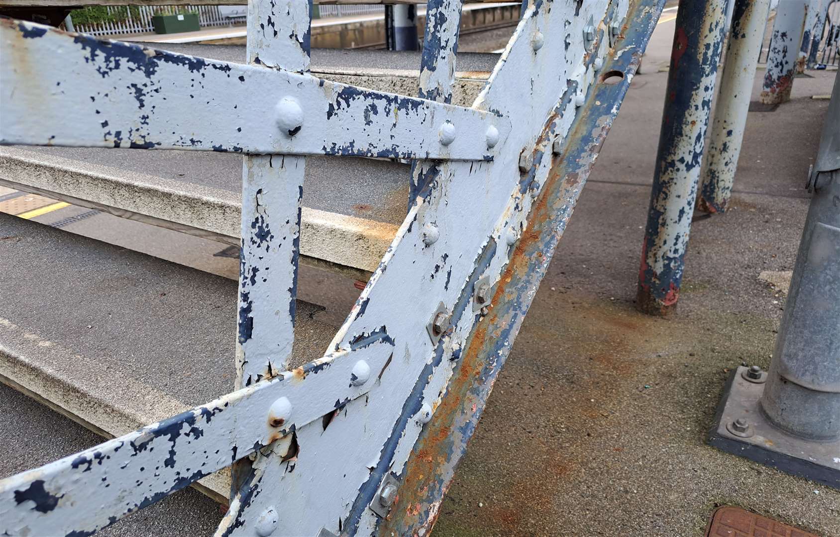 Rust is visible on the bridge over Deal’s railway tracks