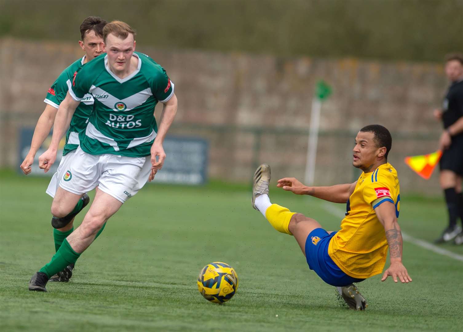 Cameron Brodie leaves a Lancing defender on his backside. Picture: Ian Scammell