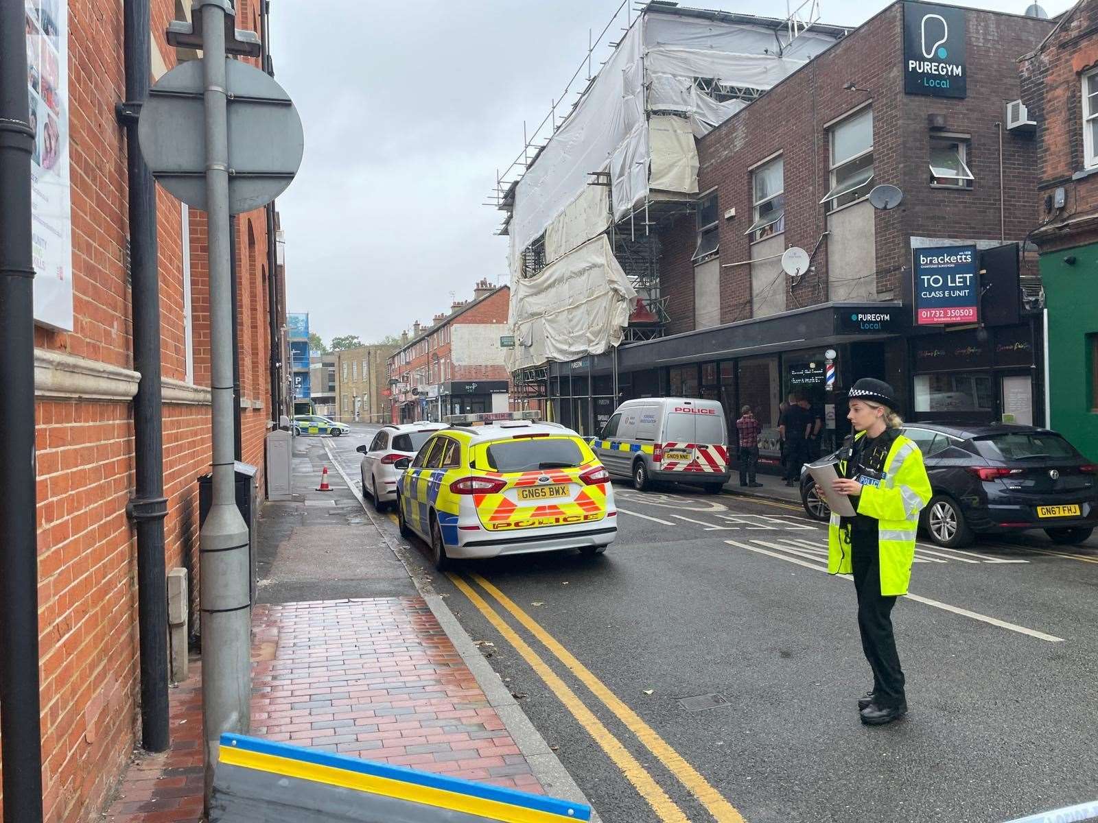 Huge police prescence in Tonbridge after Thomas Waugh was stabbed. Pictures: Sean McPolin