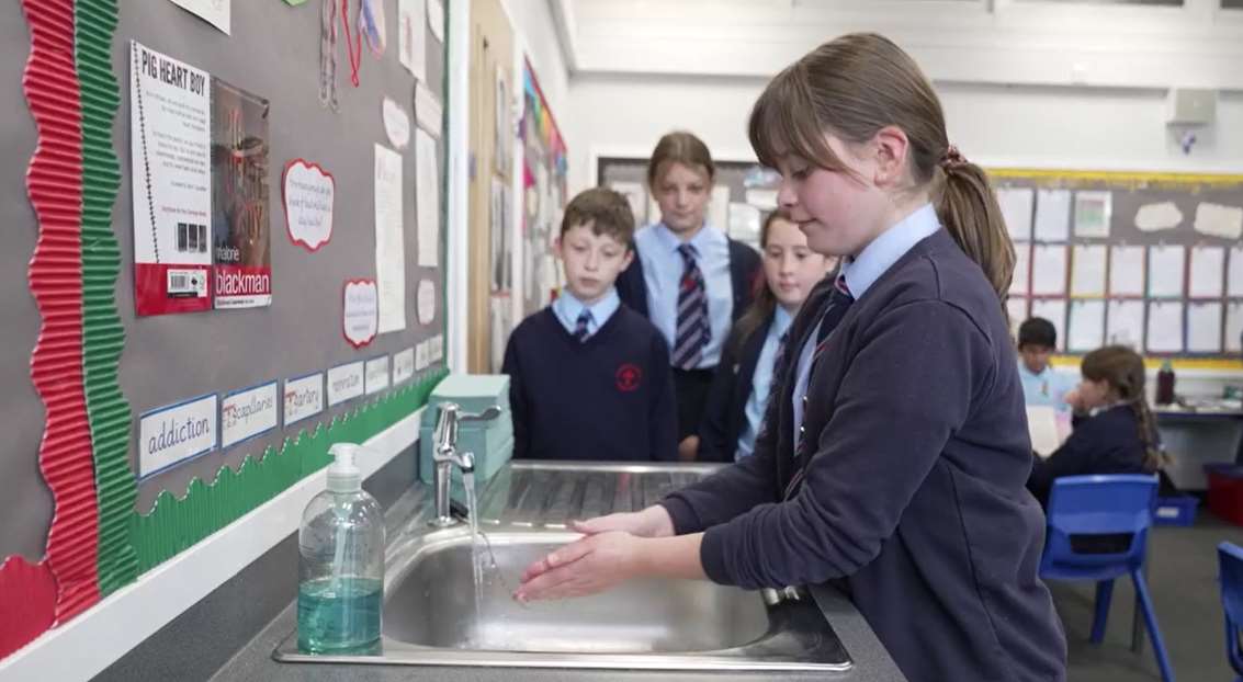 More than 100 schools across the UK attempted to break a world record for the largest hand hygiene lesson (Richard McCarthy/PA)