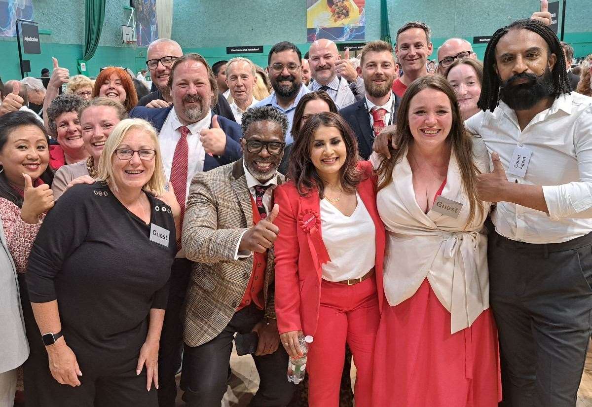 Medway Labour members celebrate taking all three of the Towns' seats in the general election