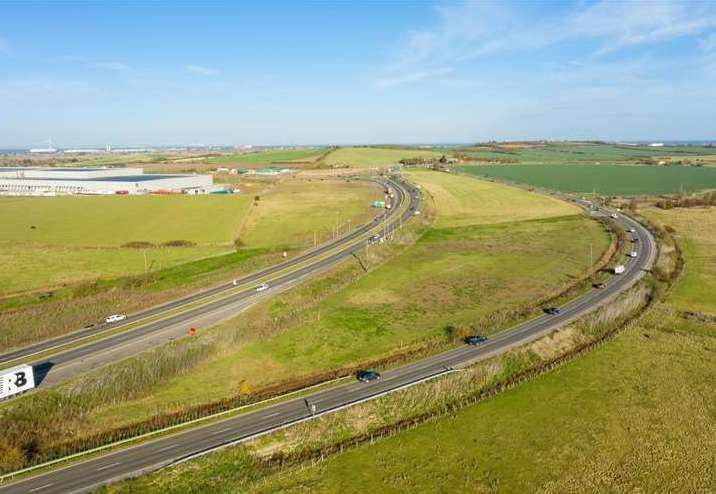 Aerial shot of parcels of the land the proposed business park could be built on. Picture: George Webb Finn