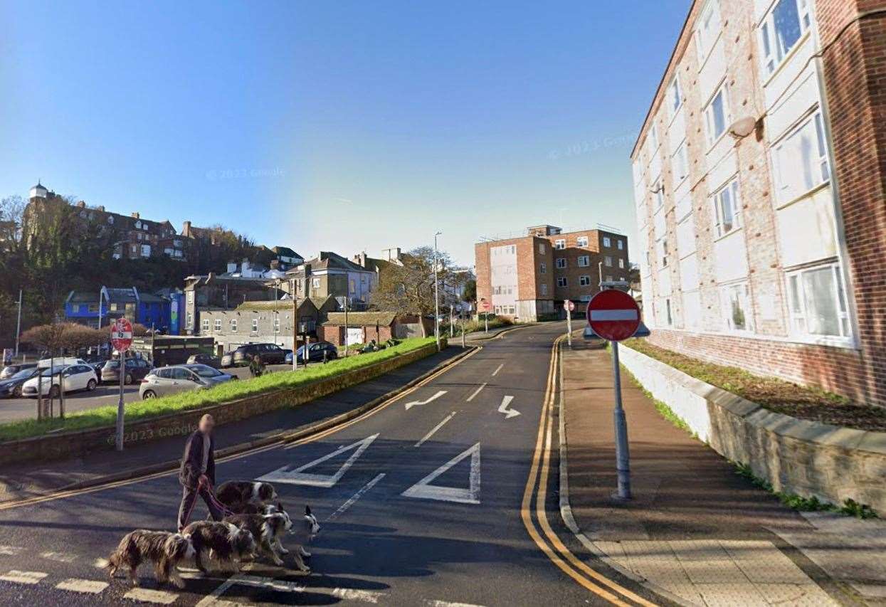 A motorcyclist has been taken to hospital after a crash in Harbour Way, Folkestone. Picture: Google