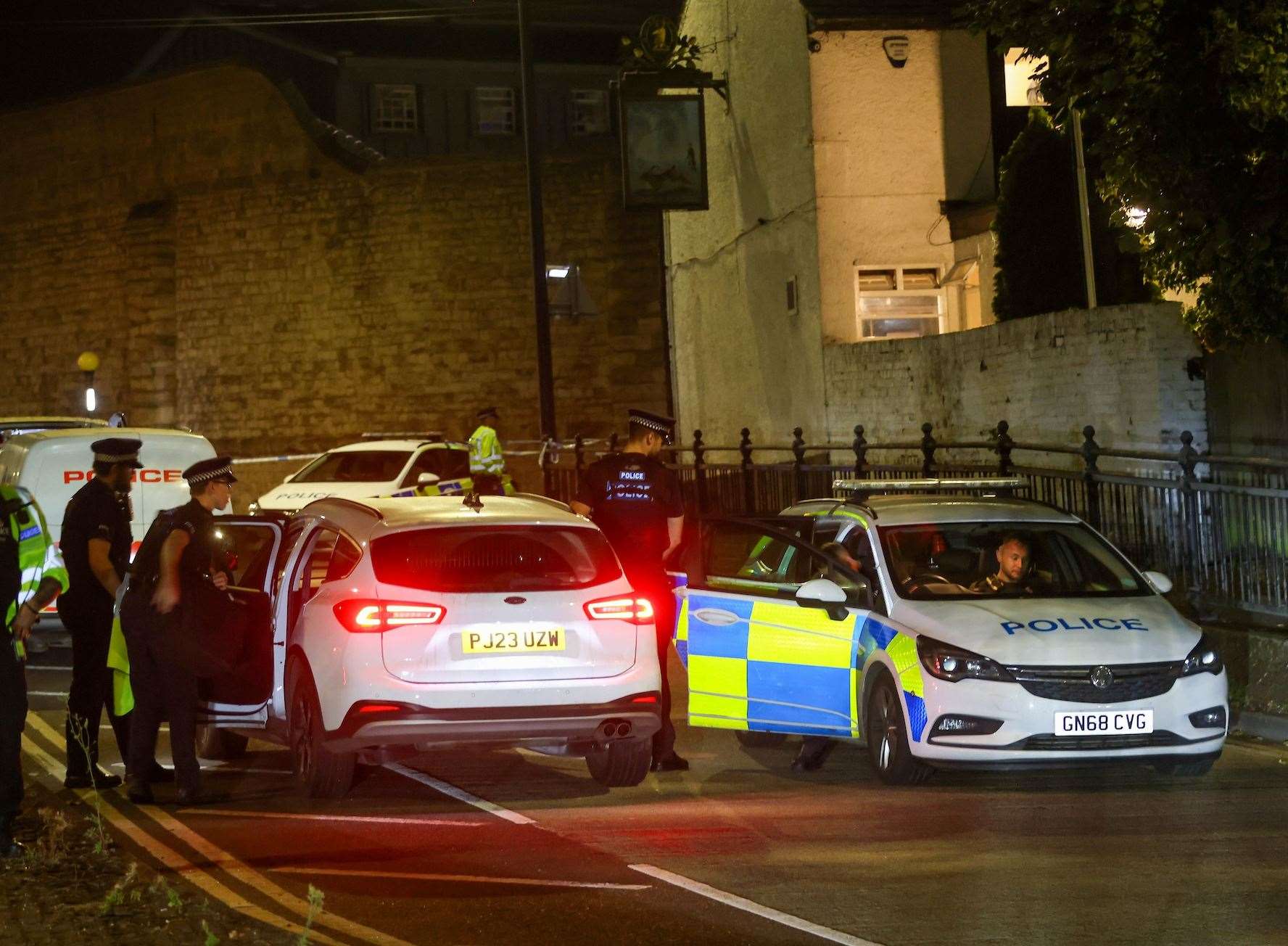 Police at the scene of the suspected murder in Maidstone. Picture: UKNIP