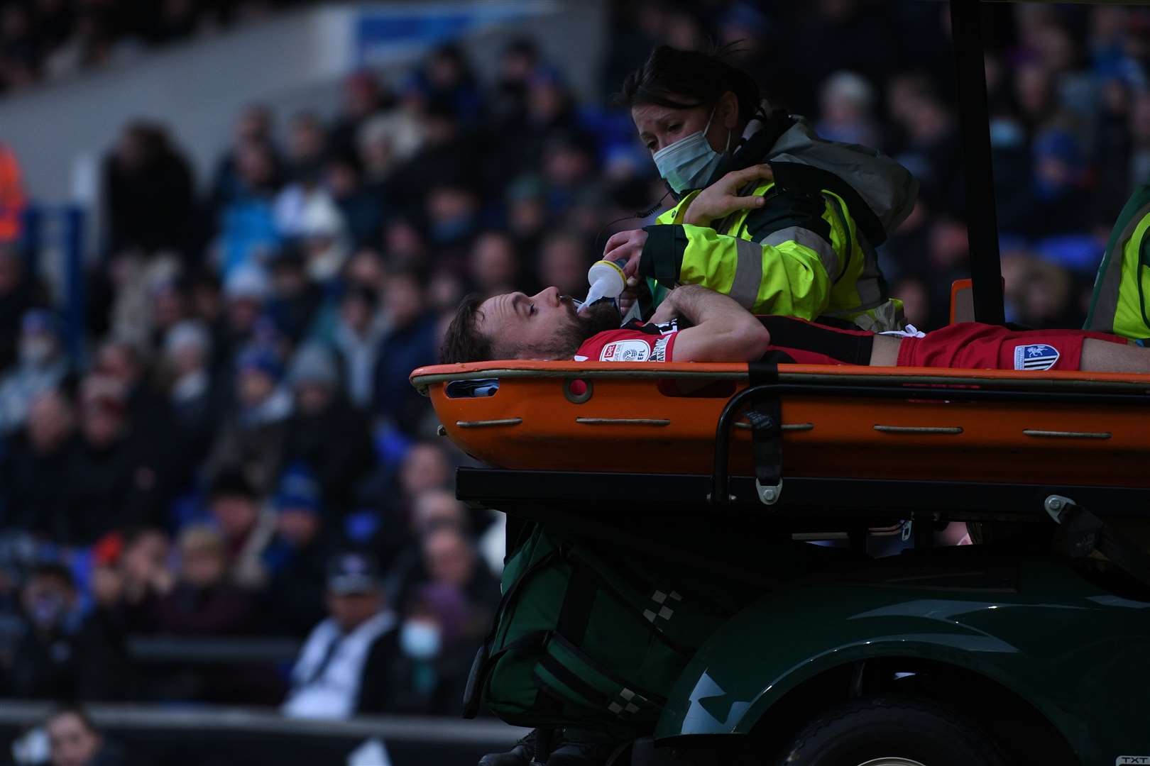 Danny Lloyd was injured in Gillingham's game at Ipswich in February Picture: Barry Goodwin