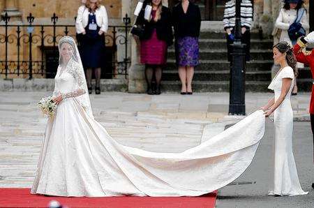 Catherine and Pippa Middleton arriving at Westminster Abbey. Picture: Mark Cuthbert Press Association