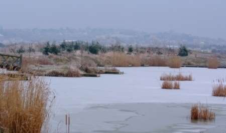 Stones Fishery was covered with ice last weekend