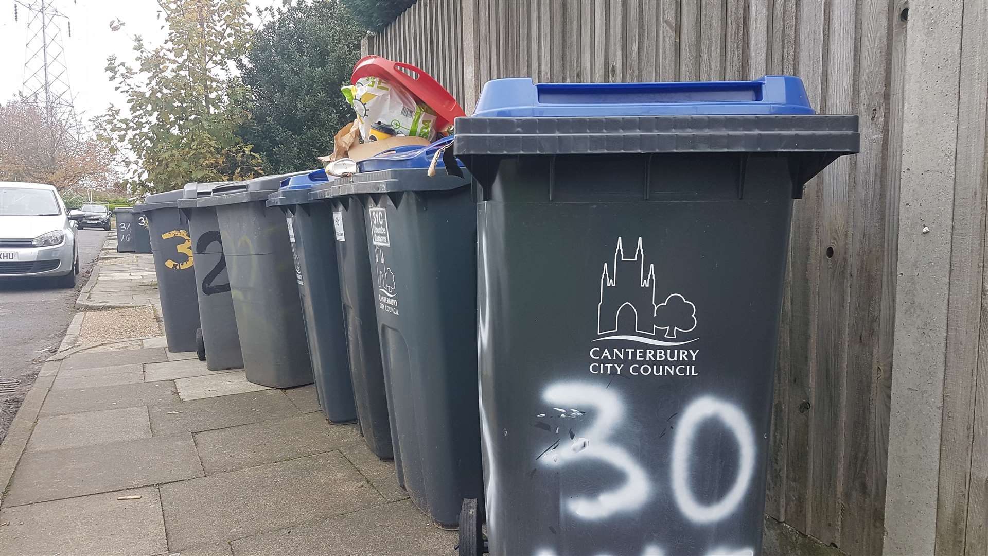 Bins were left unemptied at scores of properties