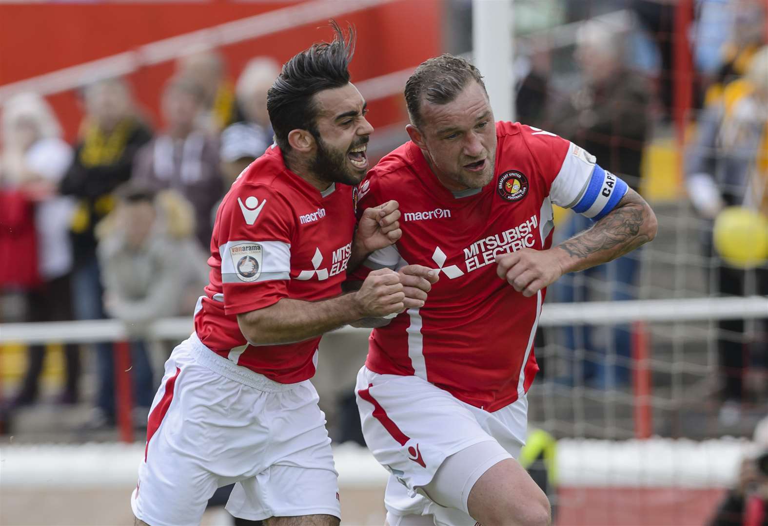 Danny Kedwell wheels away after scoring in the 2016 play-off final Picture: Andy Payton