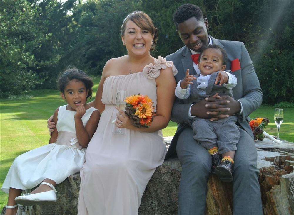 Kirsty Gordon-Thomas with husband Lindsey and children