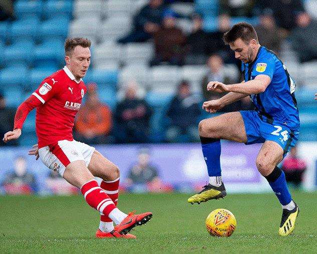 Josh Rees on the ball for Gillingham Picture: Ady Kerry