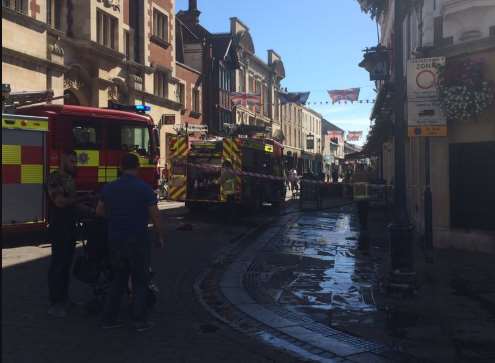 Fire engines in Windmill Street, Gravesned. Pic: @ellisha_D_G_