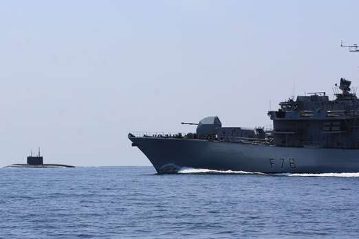 HMS Kent shadowing the Russian submarine in the North Sea.