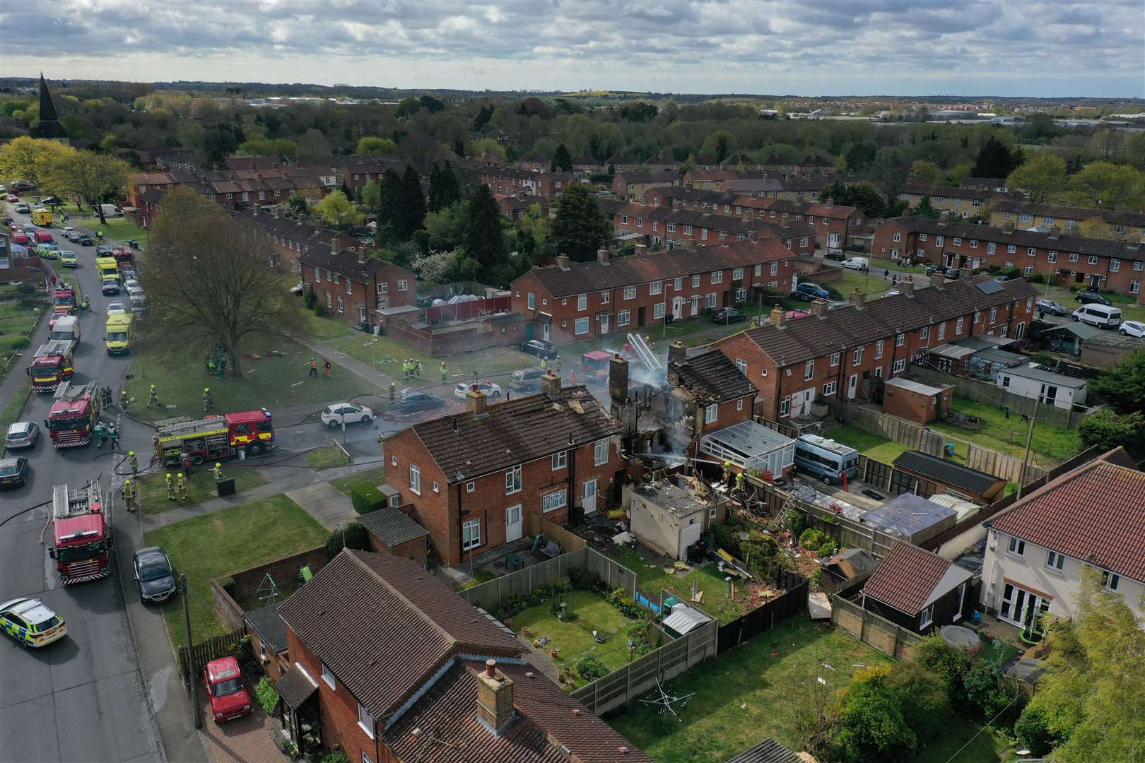 The explosion in Mill View, Willesborough Picture: UKNIP