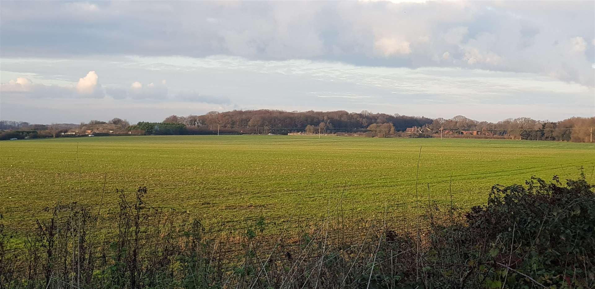 Part of the proposed Lidsing Garden Village site: the view from Chapel Lane looking towards Hempstead