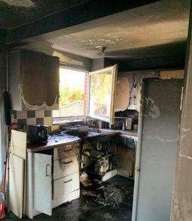 The kitchen in Kemsley Close was virtually destroyed by the blaze