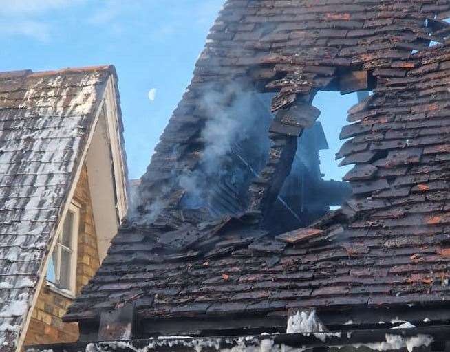 The pub was still smoking into the dawn of the next day. Picture: Tracey Crouch MP