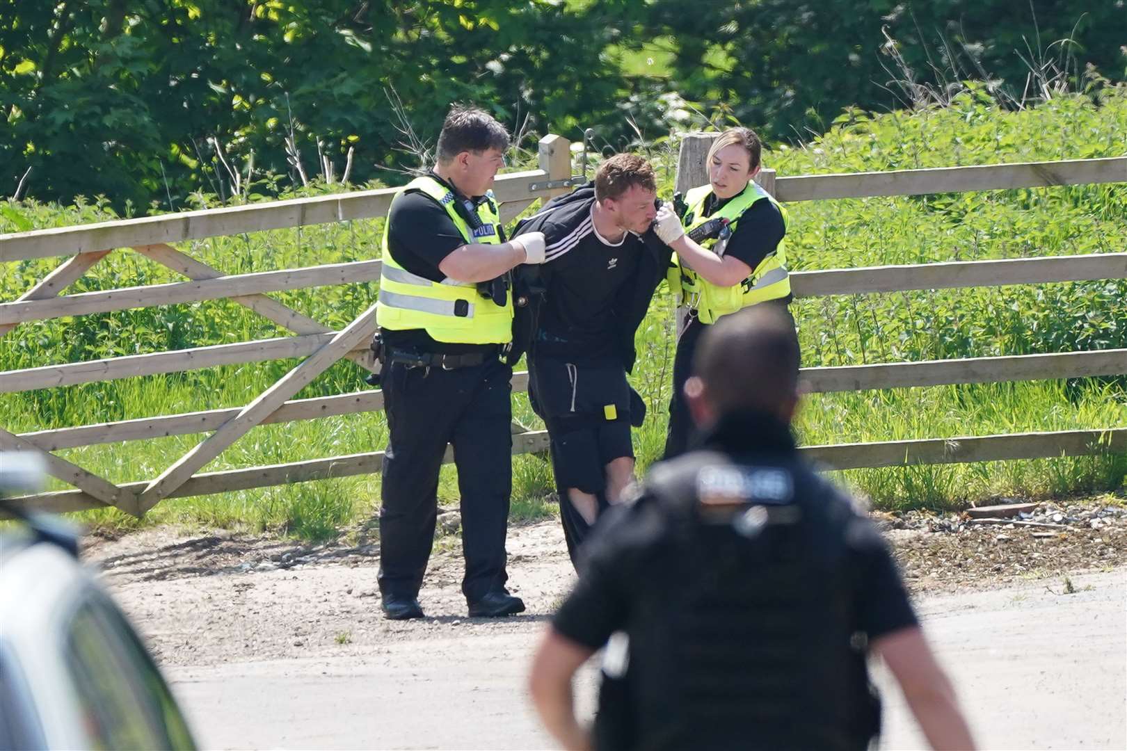 A man is detained at the farm (Joe Giddens/PA)