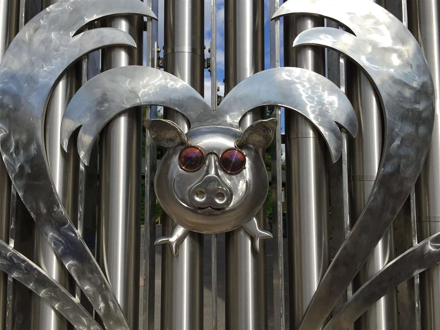 The steel musical gates at Rochester Independent College